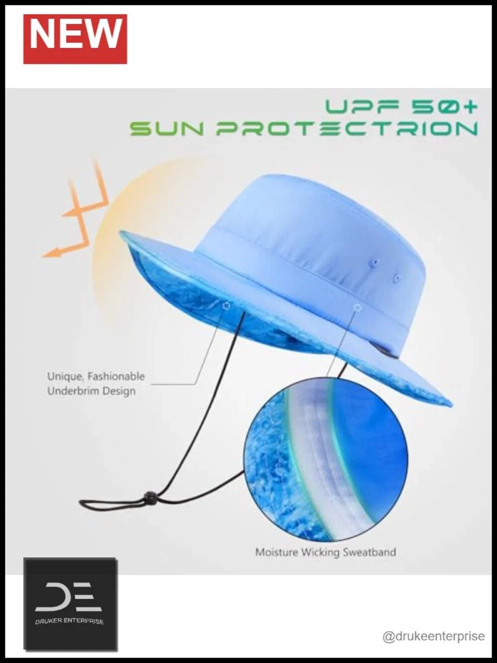 UPF 50+ Foldable Sun Hat Patterned Under Brim Bucket Hat for Hiking Fishing